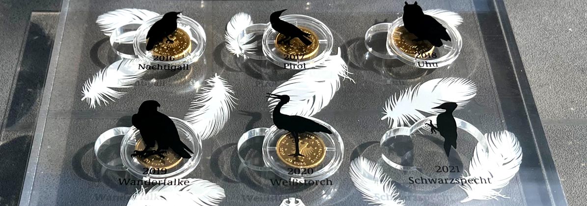 Goldmünzen der Serie Heimische Vögel